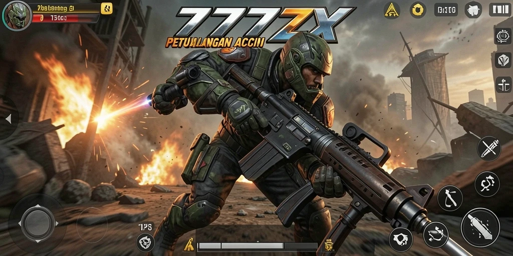 Screenshot gameplay TPS yang mendebarkan di 777ZX.