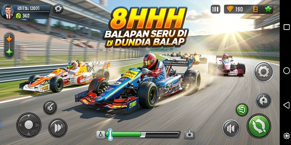 Gameplay mendebarkan di lintasan balap 8HHH.