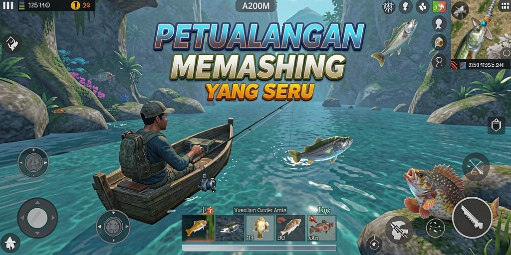Tampilan gameplay A200M yang seru saat memancing.