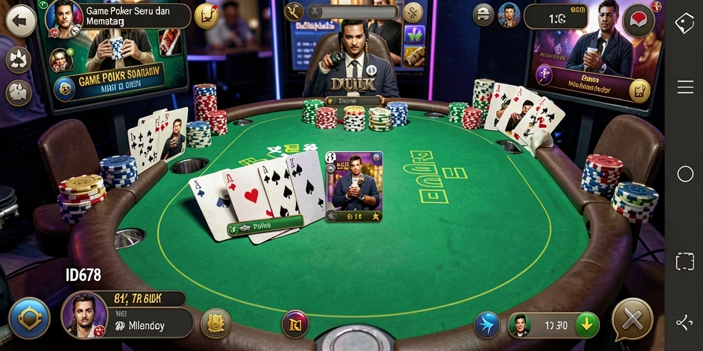 Tampilan gameplay menarik dengan aksi poker yang mendebarkan.