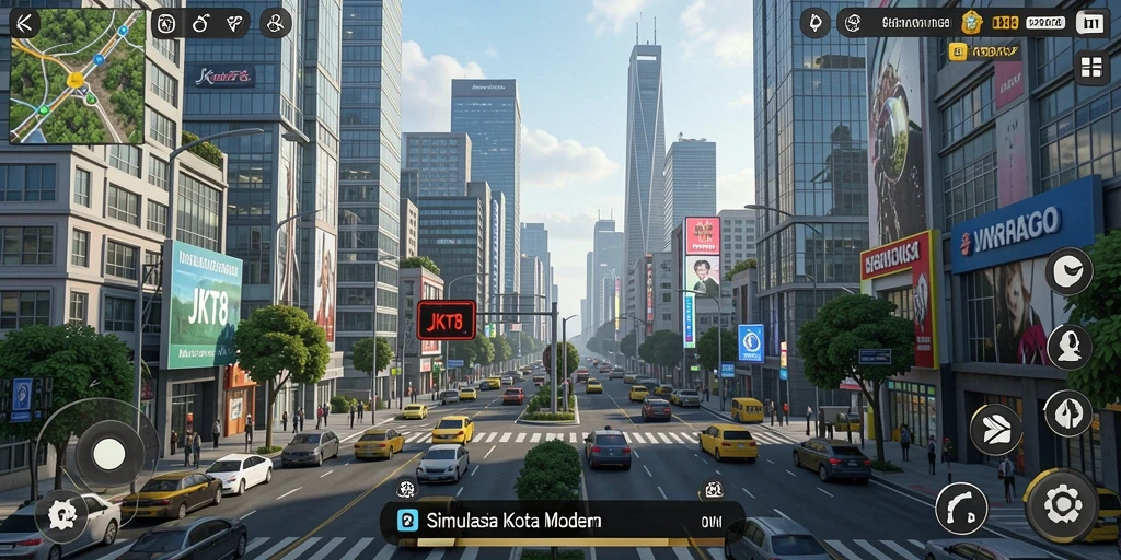 Tampilan menarik gameplay Simulation JKT8 yang memukau.