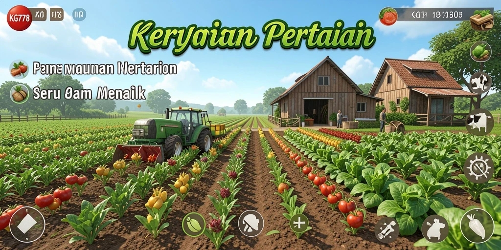 Gameplay seru KG778 yang menampilkan aktivitas bertani.