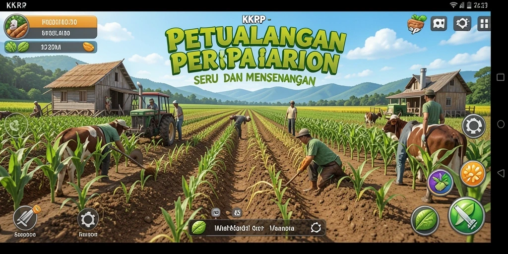Gameplay seru KKRP saat mengelola pertanian yang indah dan produktif.