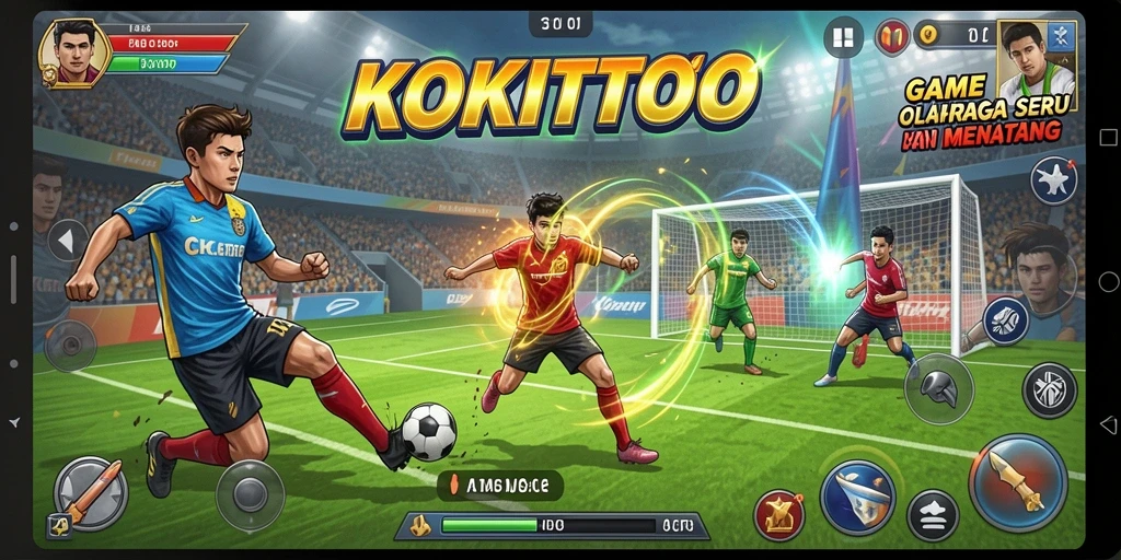 Tangkapan layar KOKITOTO menampilkan aksi seru dalam permainan olahraga.