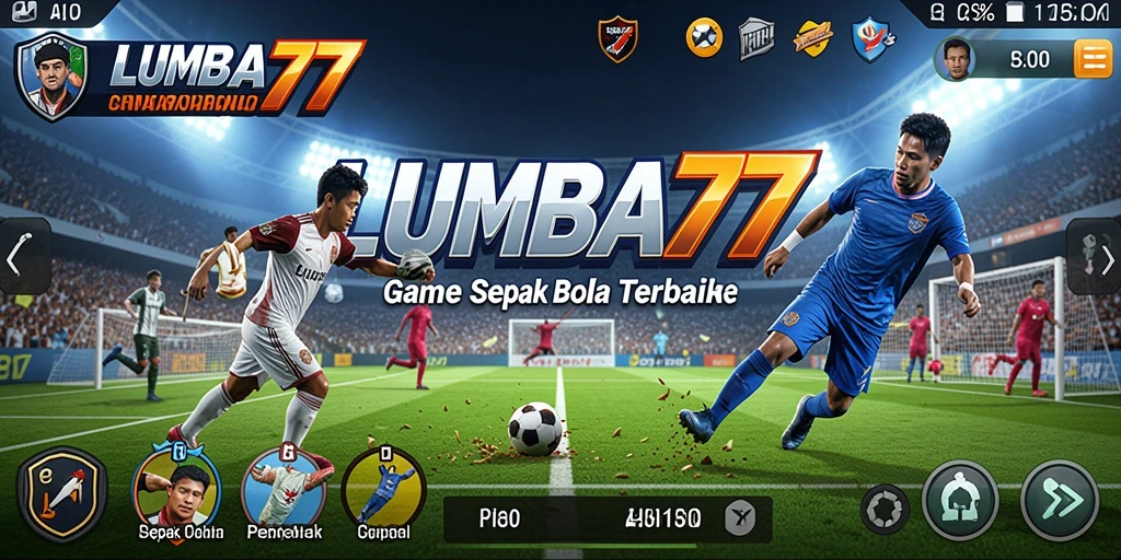 Tampilan gameplay LUMBA77 dengan aksi sepak bola yang intens.