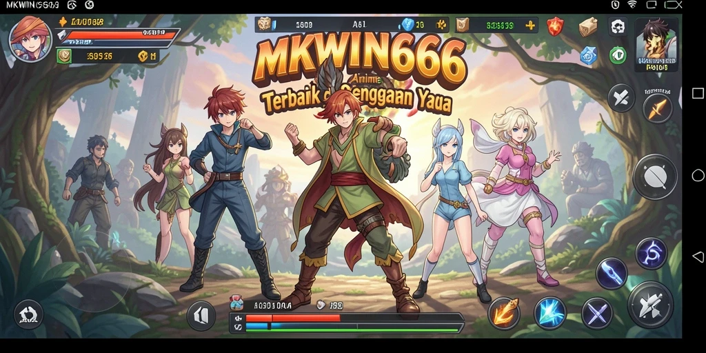 Screenshot gameplay MKWIN666 dengan karakter Anime yang penuh aksi.