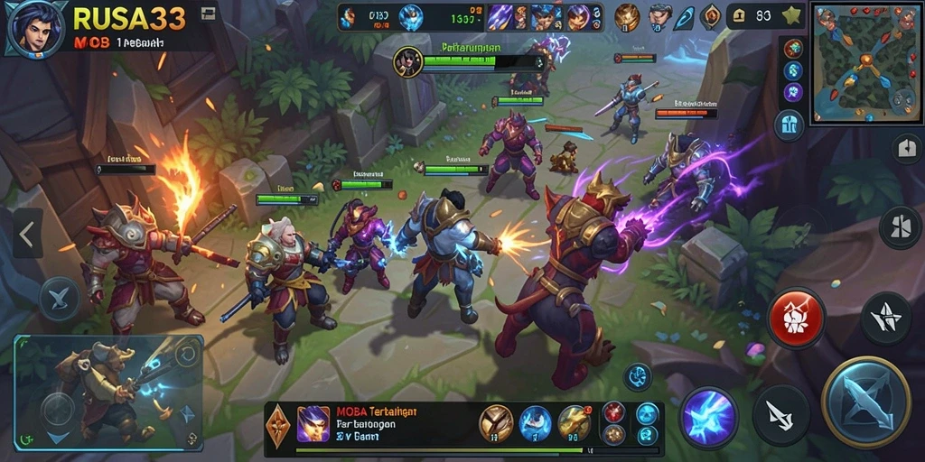 Screenshot utama menampilkan momen seru dari game MOBA RUSA33.