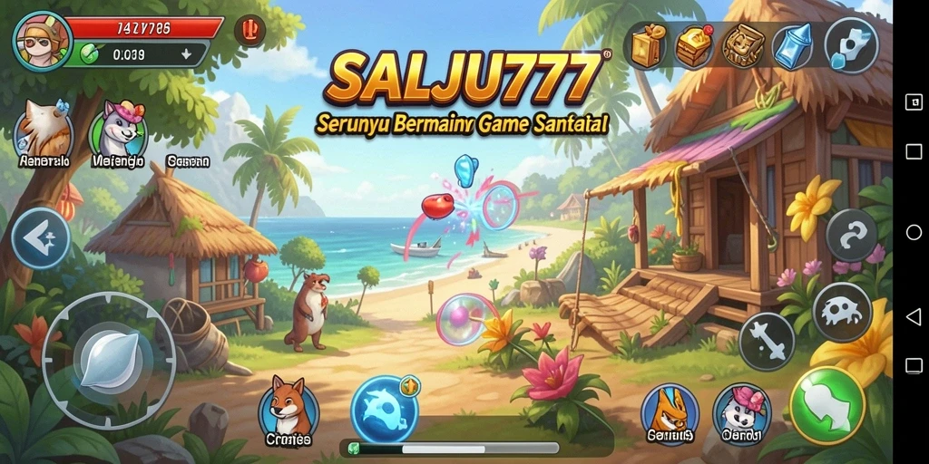 Tangkapan layar menunjukkan gameplay seru SALJU777 di ponsel.