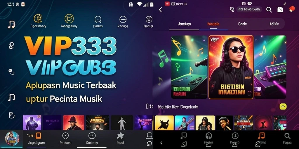 Tampilan antarmuka pengguna VIP333 saat menikmati musik.