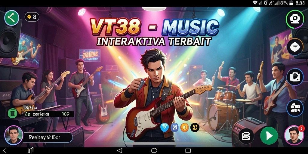 Screenshot gameplay VT38 yang menampilkan pengalaman bermain musik yang seru.